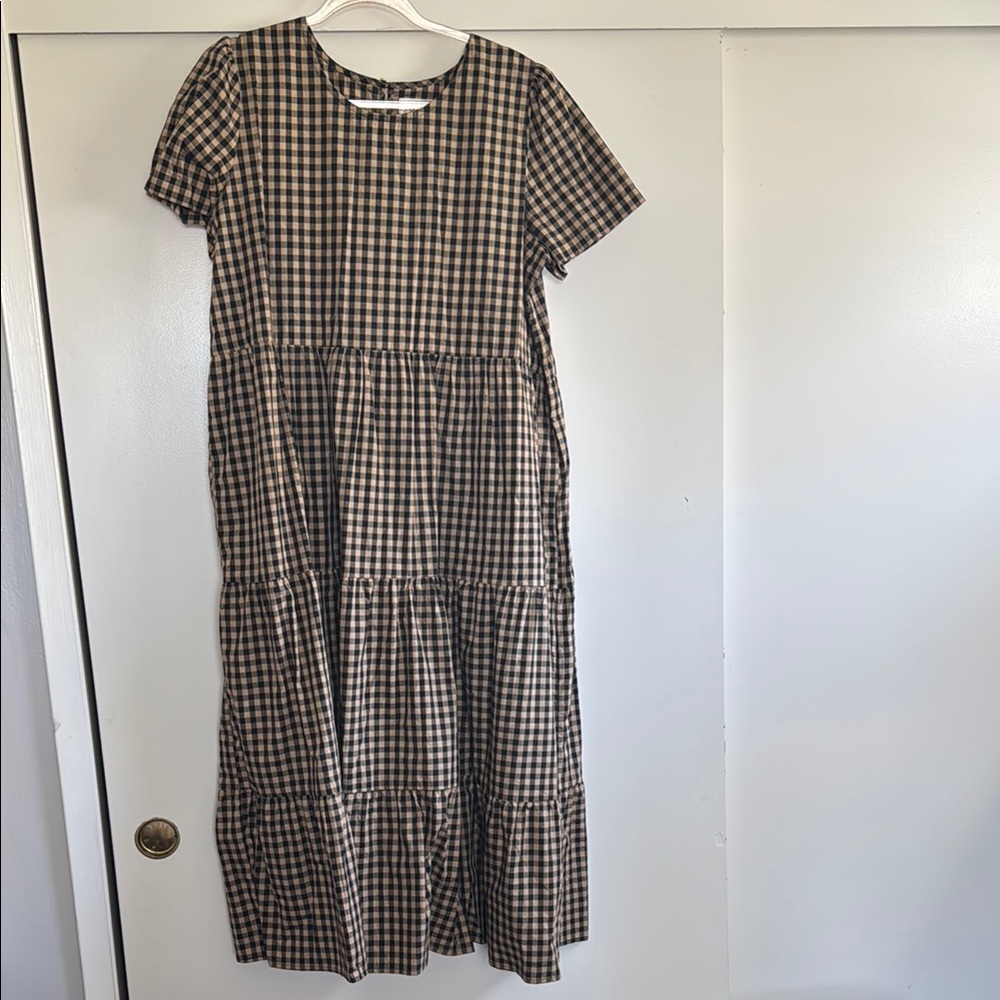Tradlands Black and Tan Checkered Maxi Dress